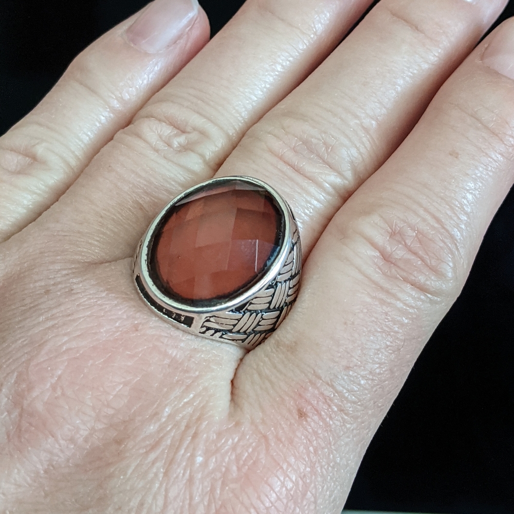 Green & Orange Alexandrite, 925 Silver Men's Ring - Picture 9 of 9